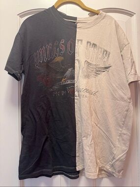 Hollister Black & Cream Split Graphic Tee